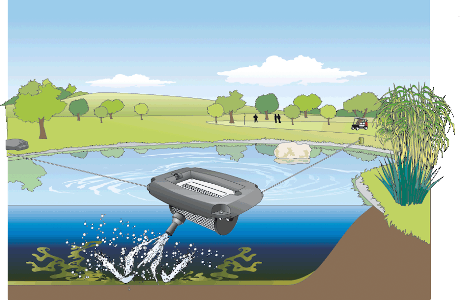 Gartenteich mit AquaAir 250 LM – Belüfter im Einsatz im Landschaftsteich