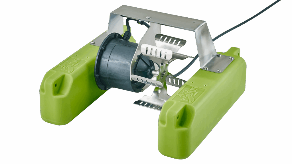 Vario-Wheel · Detailaufnahme Schaufelrad & Direktantrieb – Das Edelstahlschaufelrad und der bürstenlose Gleichstrommotor sind klar erkennbar, zeigen die hochwertige Technik und Konstruktion.